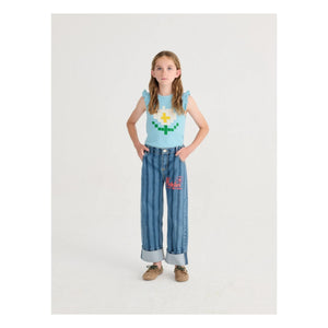 Bobo Choses - Camiseta sin mangas con volantes de algodón orgánico Marguerite | Azul claro
