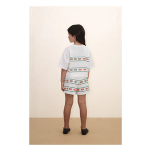 Tinycottons - Camiseta corta de algodón orgánico con rosas | Blanco