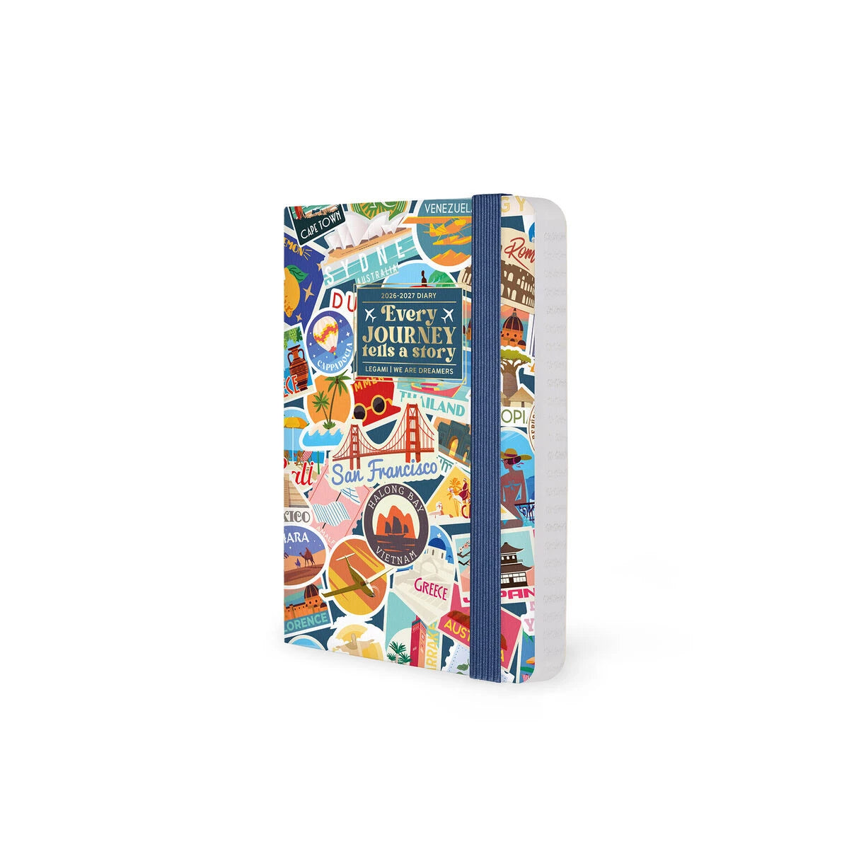 Legami - Diario Fotográfico Semanal de 16 Meses para 2026/2027 - Stickers de Viaje - Pequeño con Cuaderno
