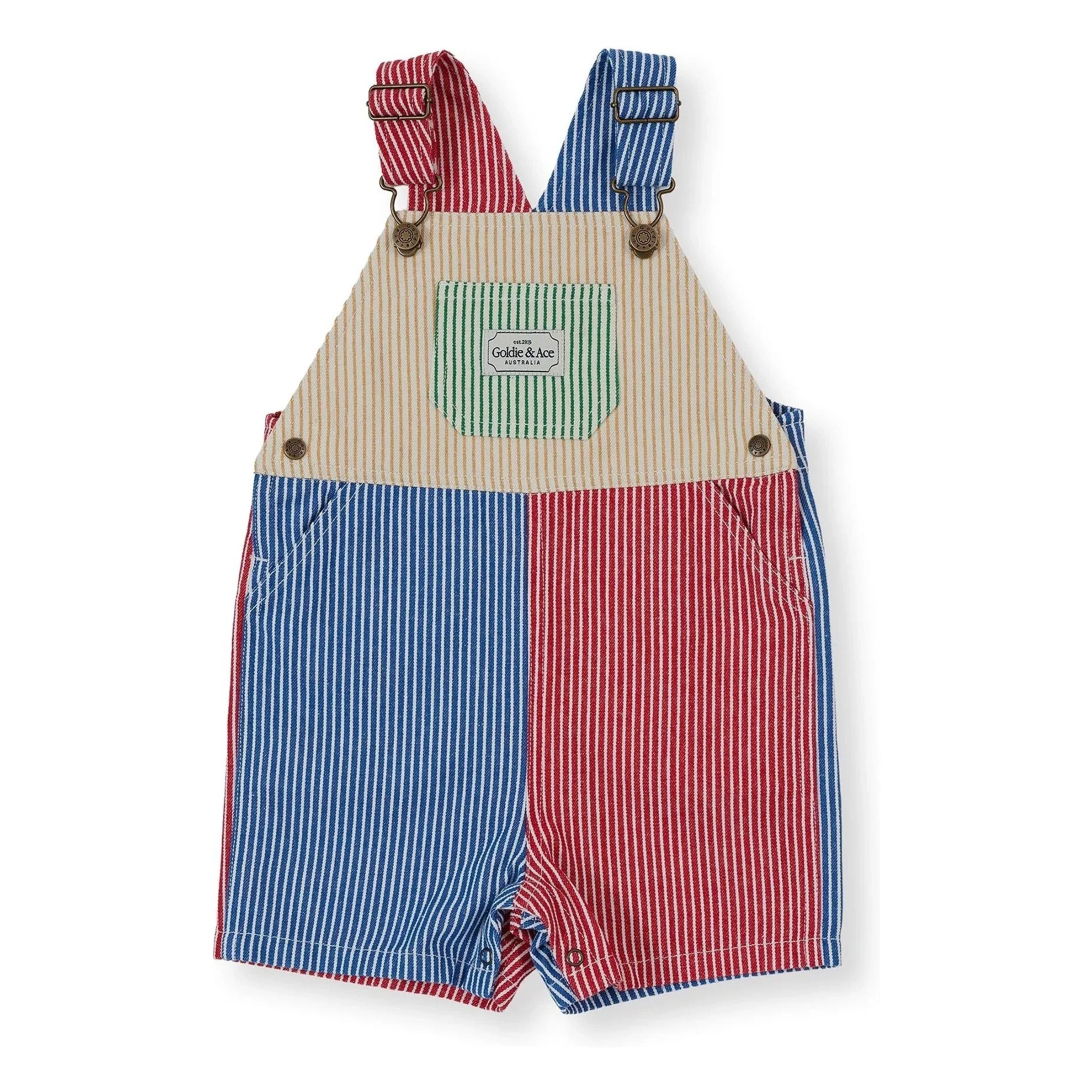 Goldie + Ace - Mono corto de patchwork a rayas | Rojo
