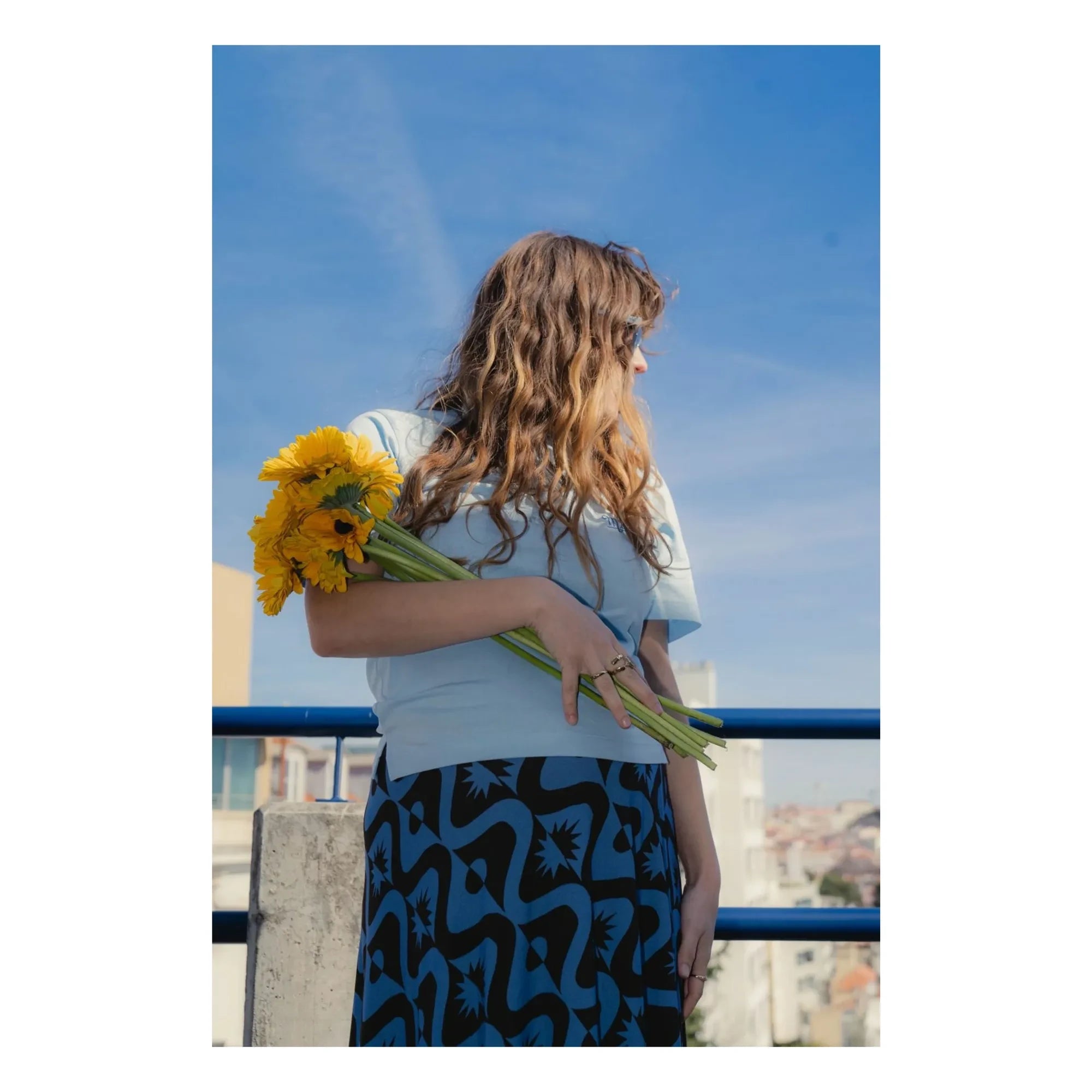 Colección Paloma - Falda de Premamá Carlota Full Moon | Azul Celeste