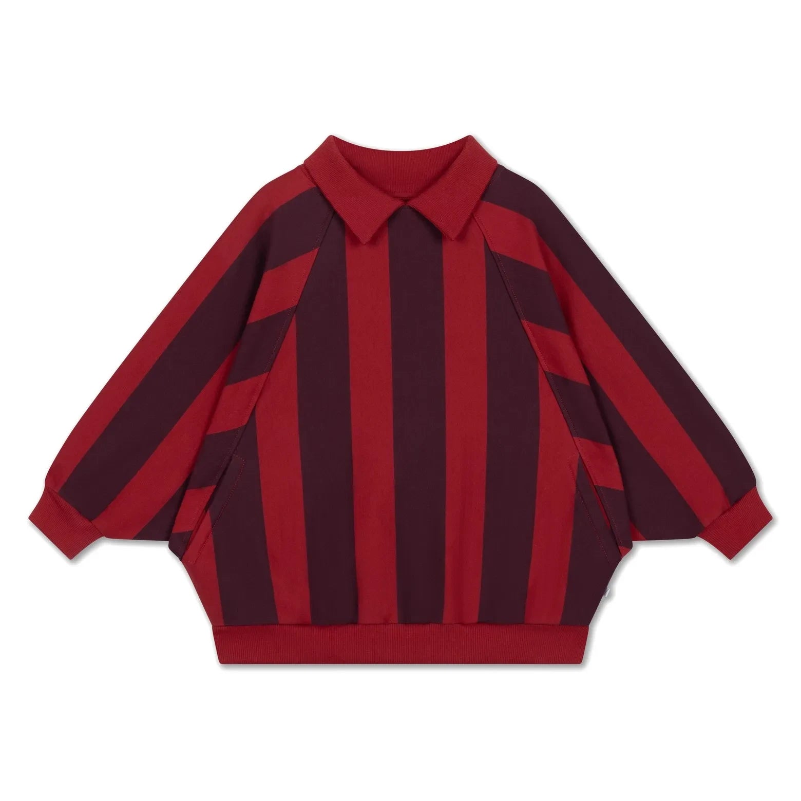 Repose AMS - Sudadera polo de algodón orgánico a rayas | Rojo