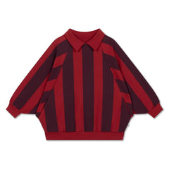Repose AMS - Sudadera polo de algodón orgánico a rayas | Rojo