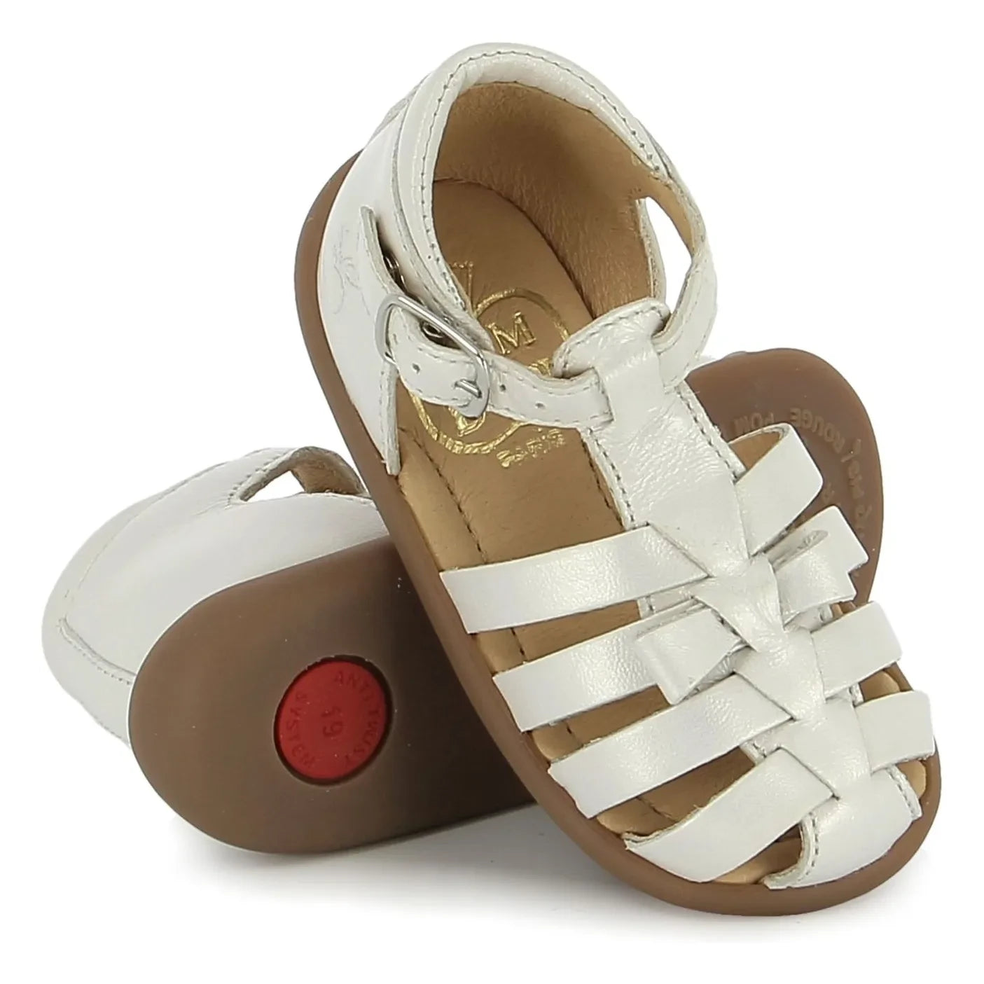 Pom d'Api - Sandalias metalizadas con detalle de nudo | Blanco