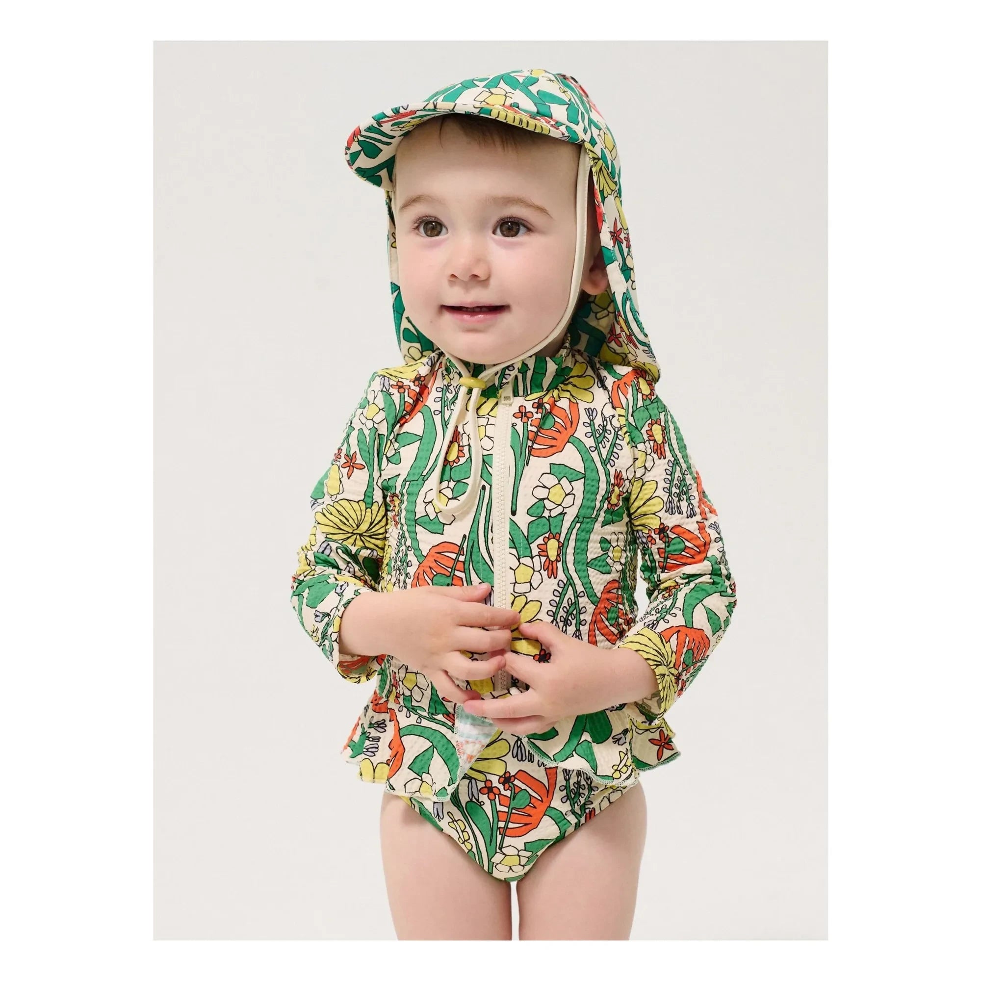 Bobo Choses - Gorro de baño de bebé con estampado floral | Blanco