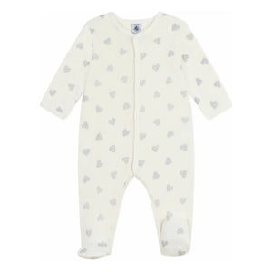 Petit Bateau - Pijama Corazones Purpurina Algodón Orgánico | Crudo