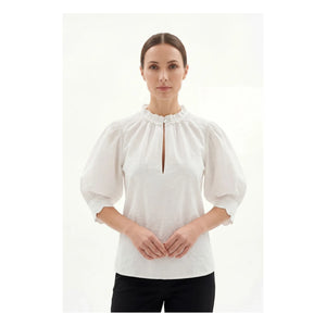 BELLEPIECE - Blusa de algodón con bordado Belem | Blanco