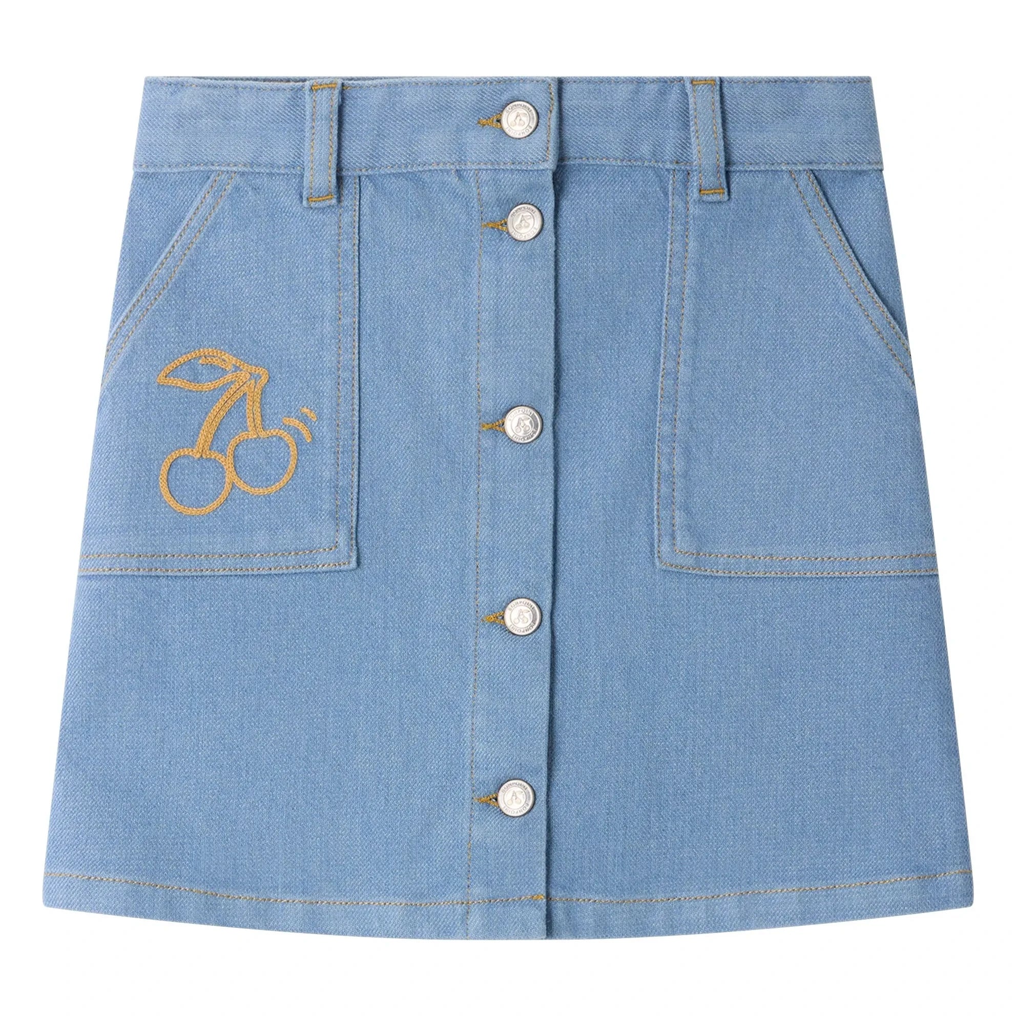 Bonpoint - Dexie Denim Organik Pamuk Etek | Gri Mavi