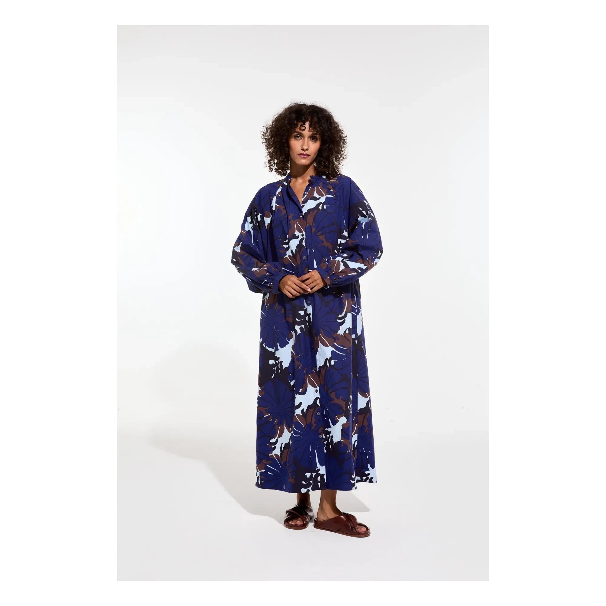 Mapoésie - Vestido de popelín Eulalie Pavot de algodón | Azul