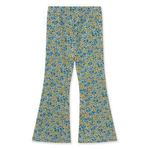 Tinycottons - Pantalones de pierna española de punto con estampado de flores de algodón orgánico | Azul