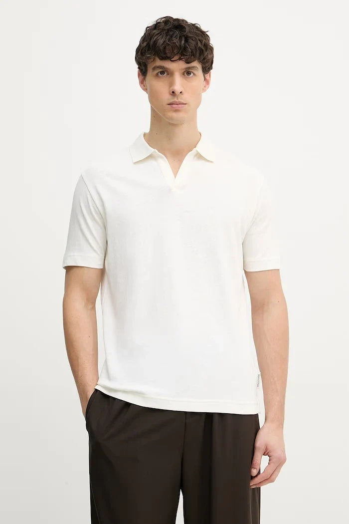 Polo de lino con cuello para hombre Marc O'Polo