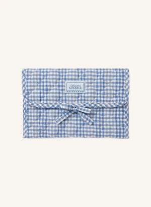 Editions Aimable - Bolsa de cuidado para bebés Palmyre | Algodón Vichy Azul