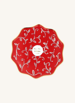 Meri Meri - Platos navideños de impresión en bloque - Paquete de 8