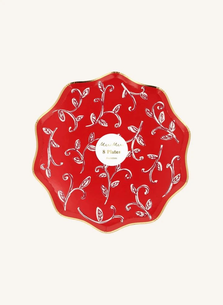 Meri Meri - Platos navideños de impresión en bloque - Paquete de 8