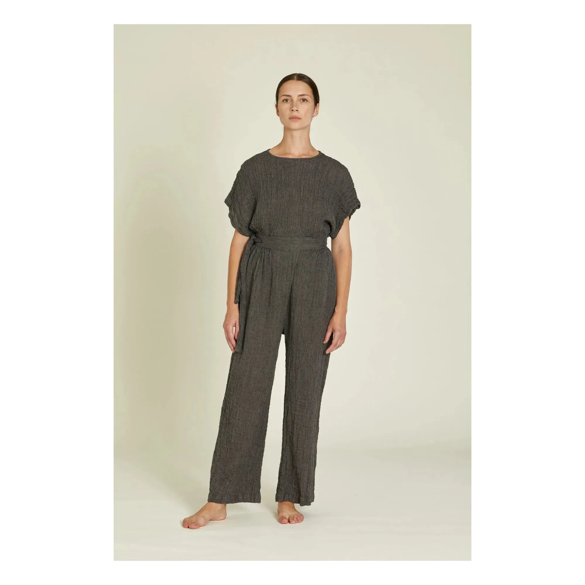 Black Crane - Top de lino básico | Gris pizarra oscuro