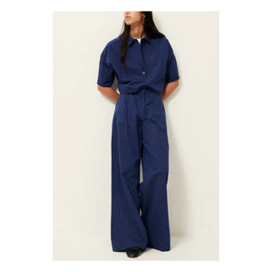 Sessùn - Pantalones de rayas de algodón Provencia | Azul marino