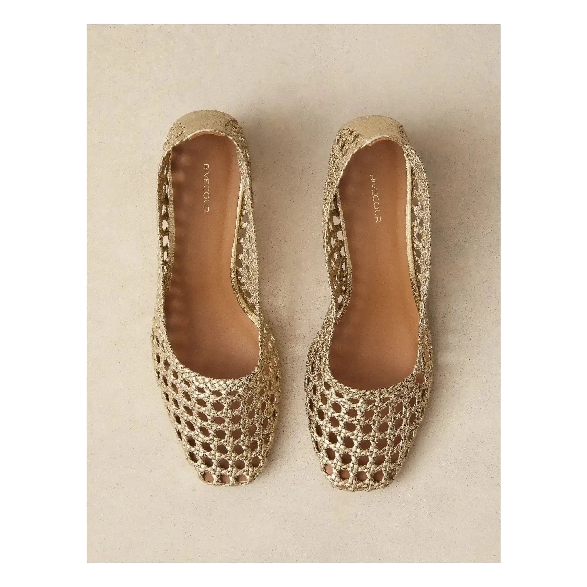 Rivecour - Zapatos de tacón n°528 Piel craquelada | Dorado