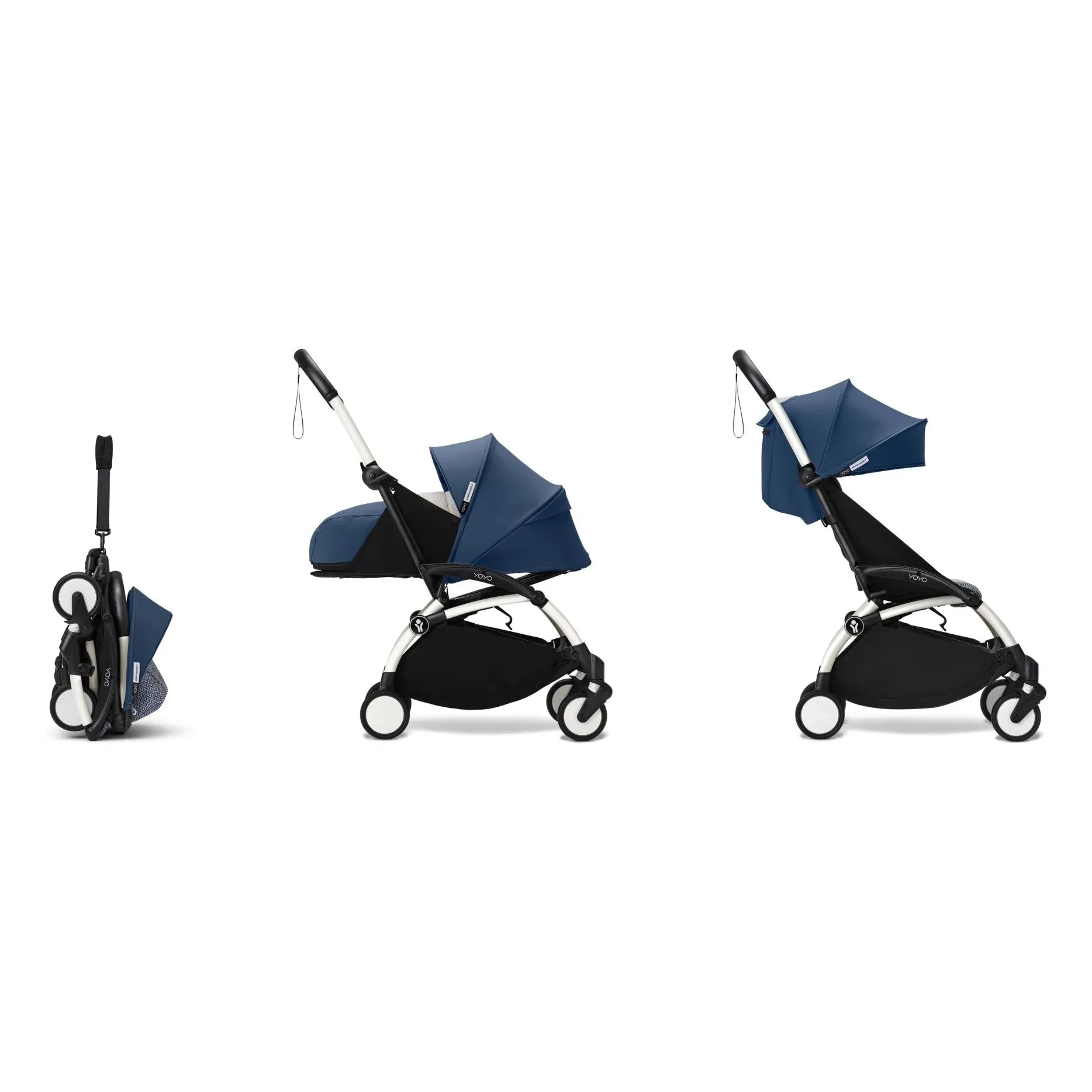 Stokke® - Cochecito YOYO³ completo 0+ y 6+ Chasis blanco | Azul Air France