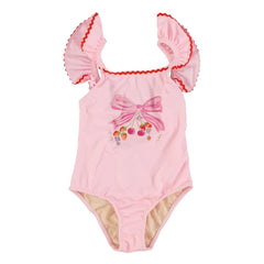 Bebe Organic - Bañador con volantes Juliet | Rosa empolvado