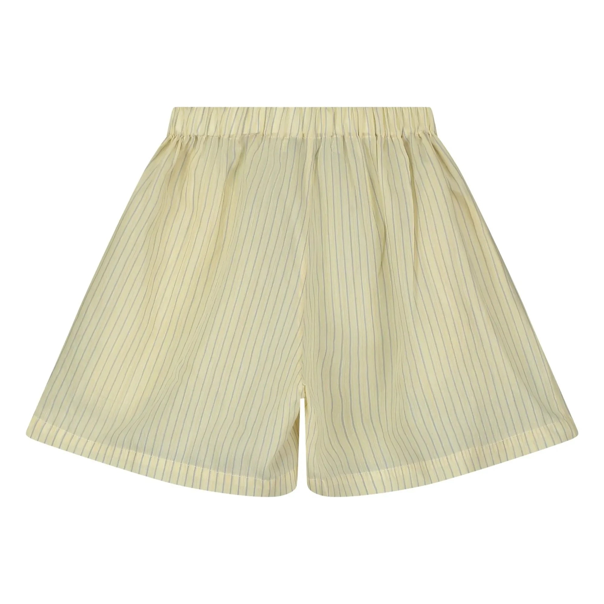 Mandarina - Pantalones Cortos Anchos de Cintura a Rayas | Amarillo pálido