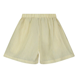 Mandarina - Pantalones Cortos Anchos de Cintura a Rayas | Amarillo pálido