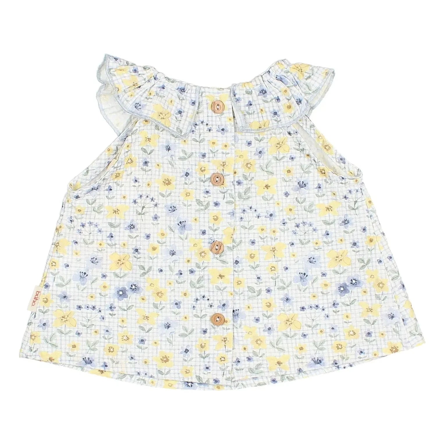 Búho - Blusa de Bebé Seersucker Floreada | Azul claro