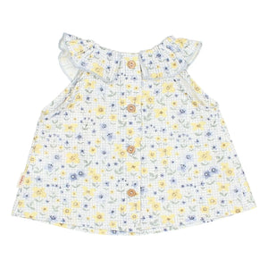 Búho - Blusa de Bebé Seersucker Floreada | Azul claro