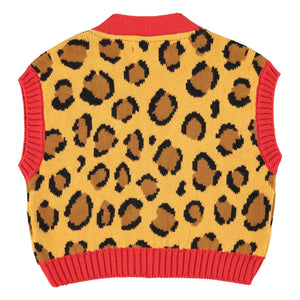 Piupiuchick - Chaleco sin mangas de algodón orgánico con estampado de leopardo | Mostaza