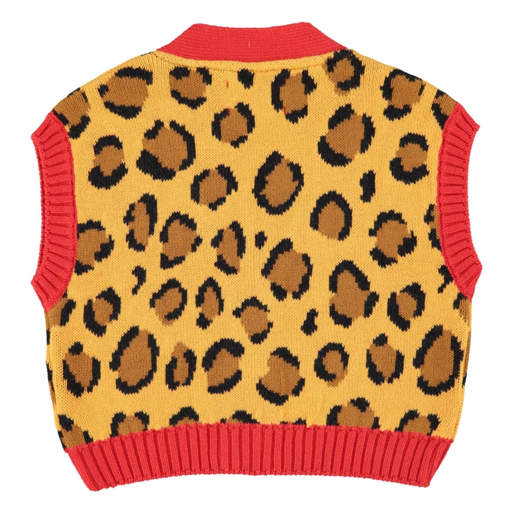 Piupiuchick - Chaleco sin mangas de algodón orgánico con estampado de leopardo | Mostaza