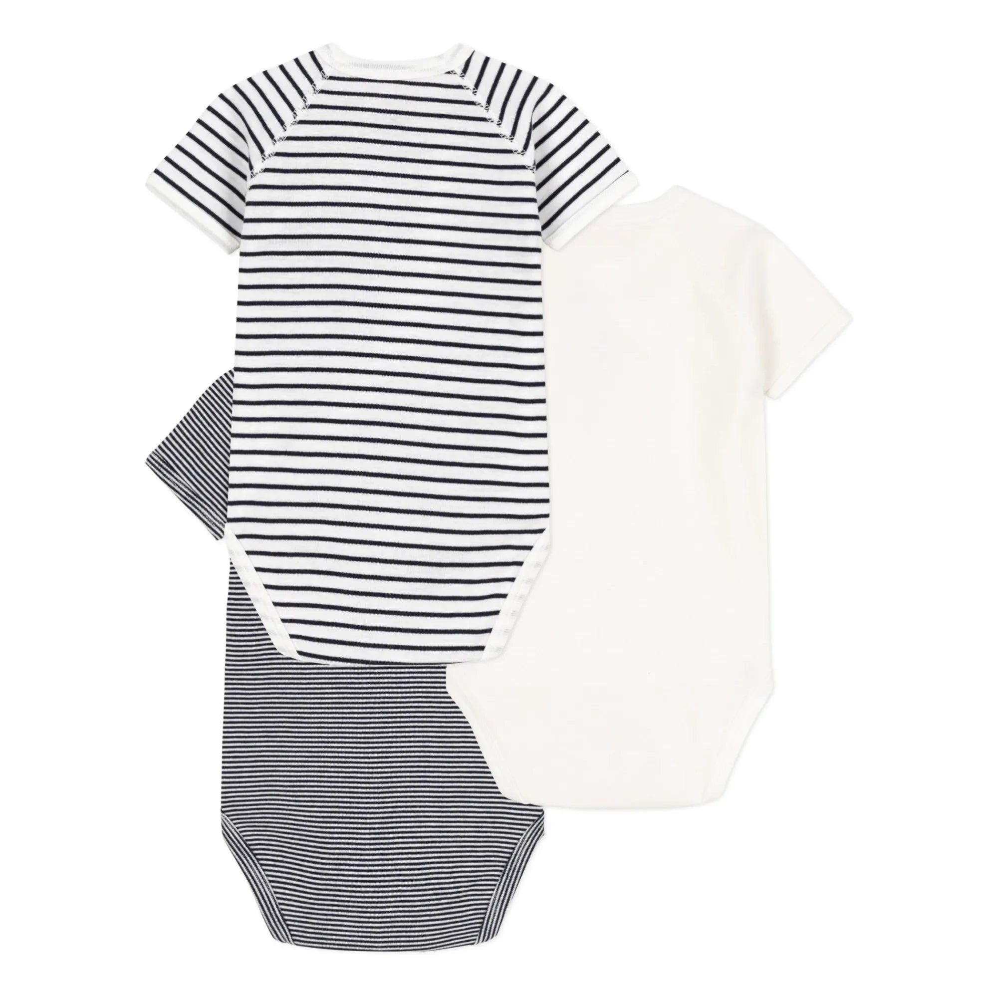 Petit Bateau - Bodies de rayitas para recién nacido - Set de 3 | Azul marino