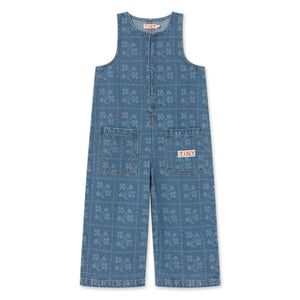 Tinycottons - Çiçekli Denim Salopet | Mavi