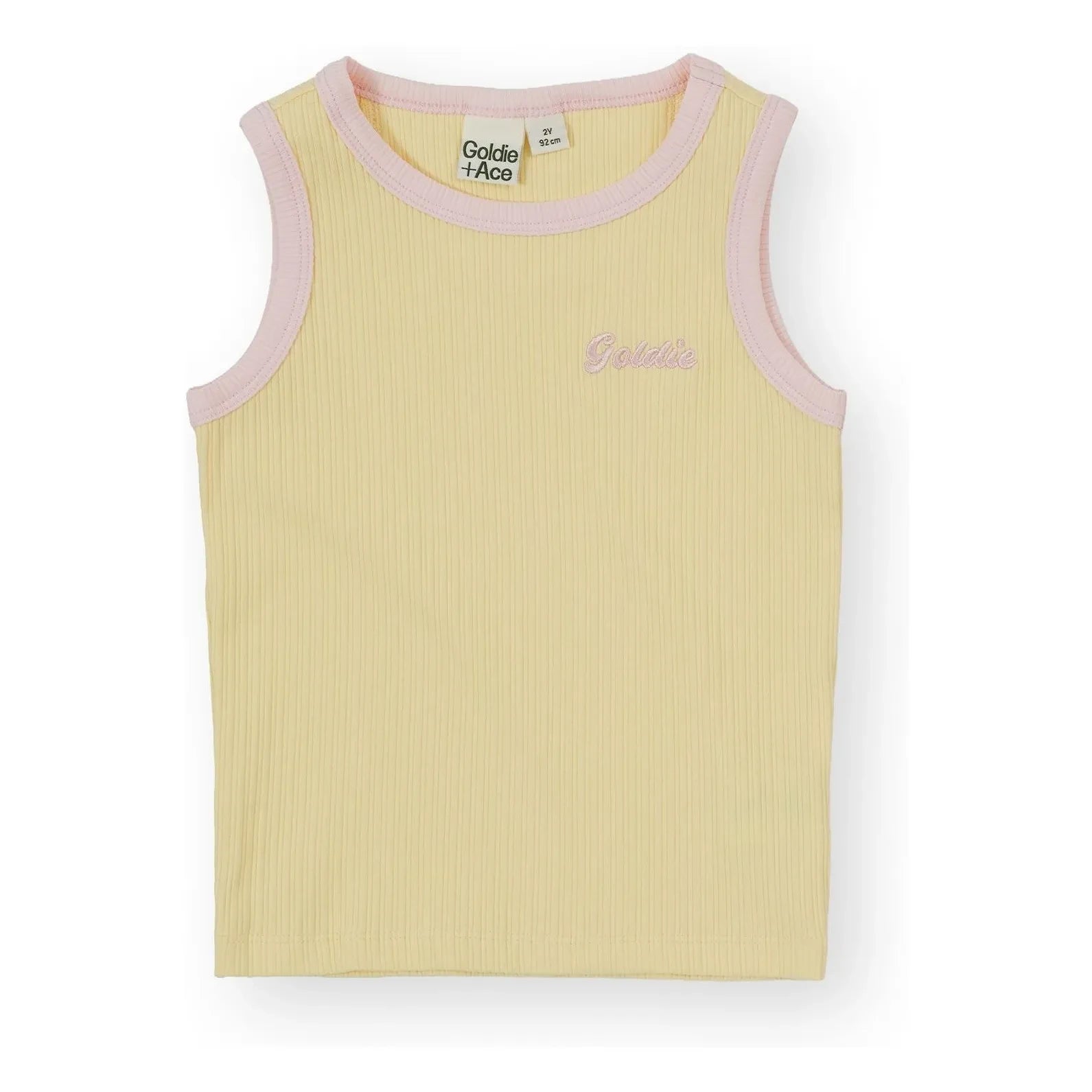 Goldie + Ace - Camiseta de tirantes acanalada en contraste | Amarillo