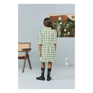 The Animals Observatory - Vestido de Terciopelo Verde con Estampado de Cocodrilos