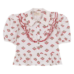 birinit - Camisa Monzón de algodón orgánico con volantes | Blanco
