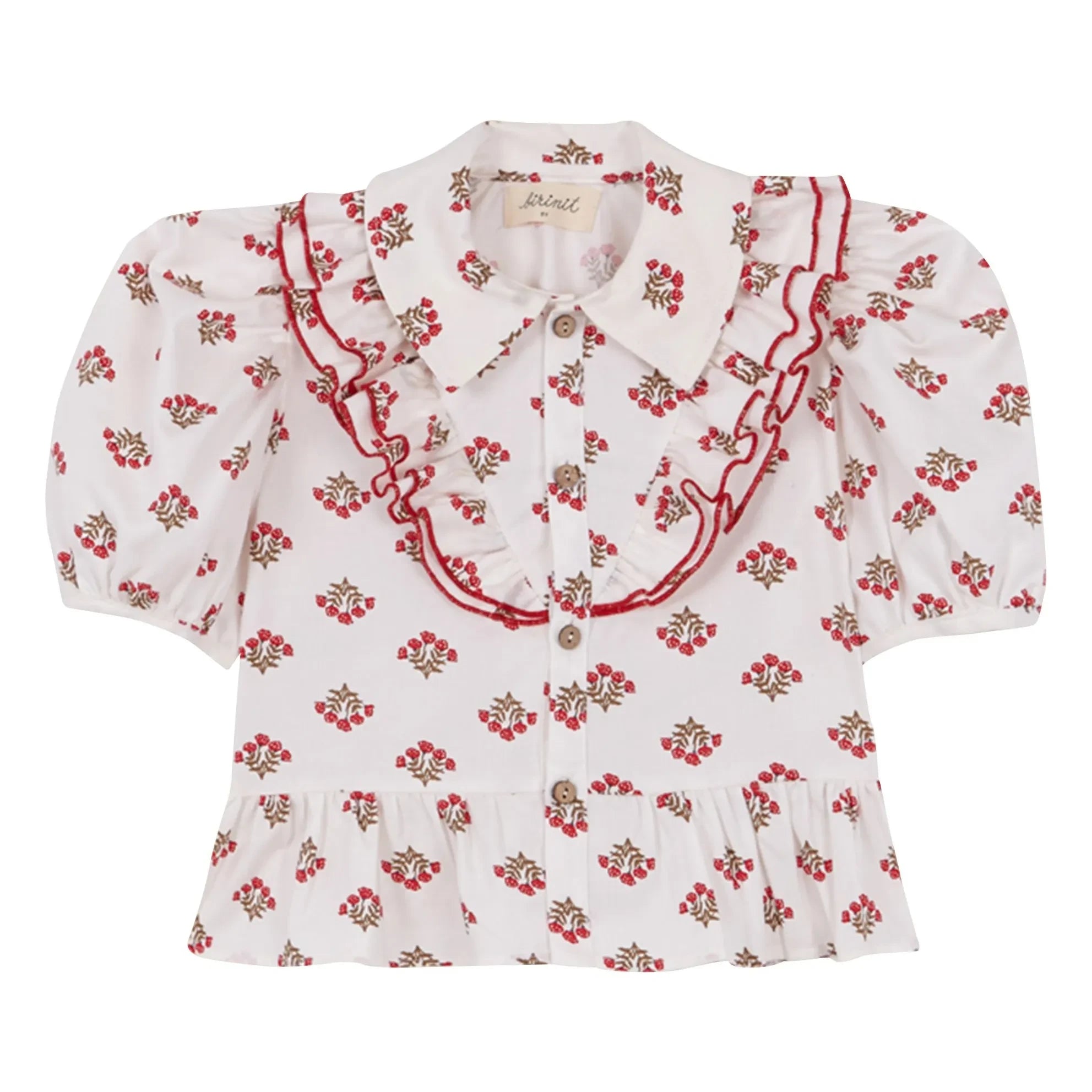 birinit - Camisa Monzón de algodón orgánico con volantes | Blanco