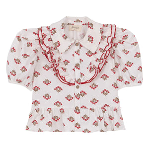 birinit - Camisa Monzón de algodón orgánico con volantes | Blanco