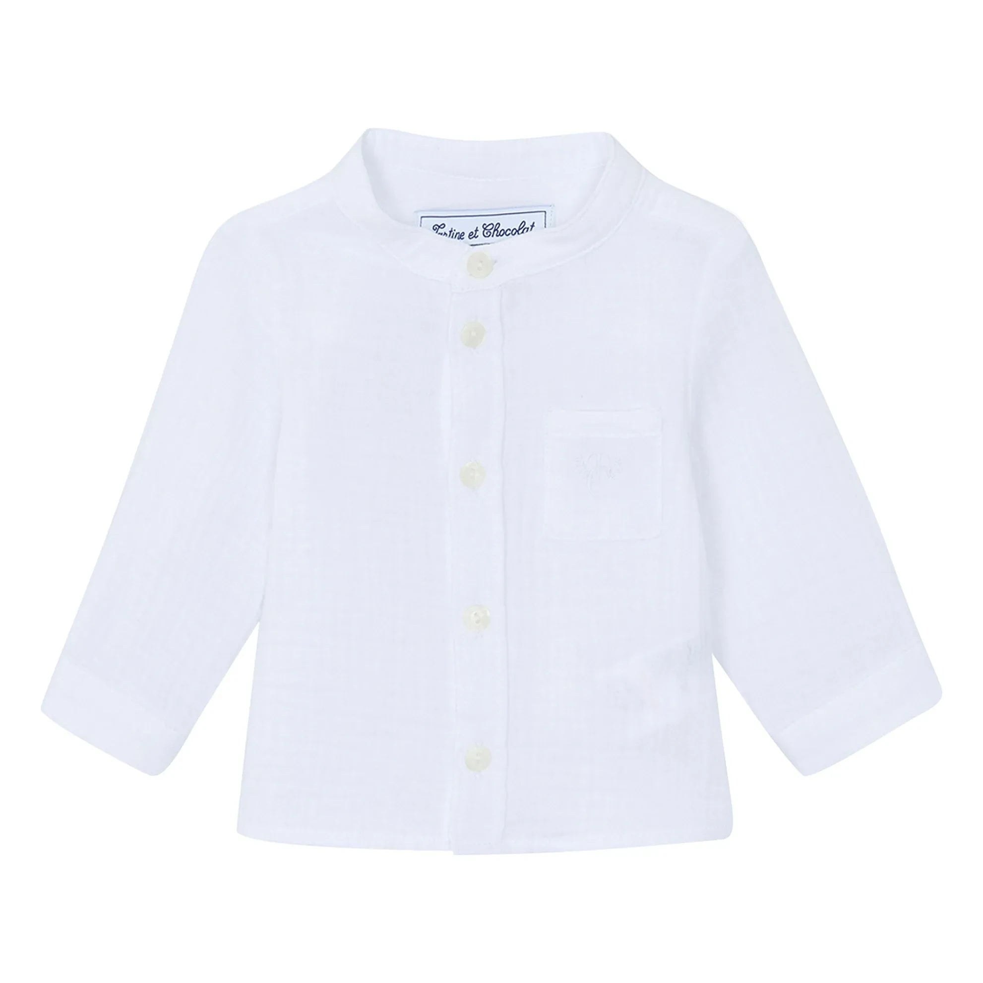 Tartine et Chocolat - Camisa con bolsillo de gasa de algodón | Blanco