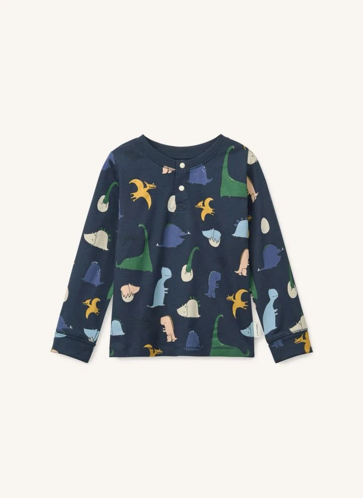 Liewood - Wilhelm Dinosaurios Pijama de Algodón Orgánico | Azul Oscuro