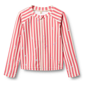 Wheat - Camiseta de baño con protección UV de fibra reciclada a rayas Ada | Rojo