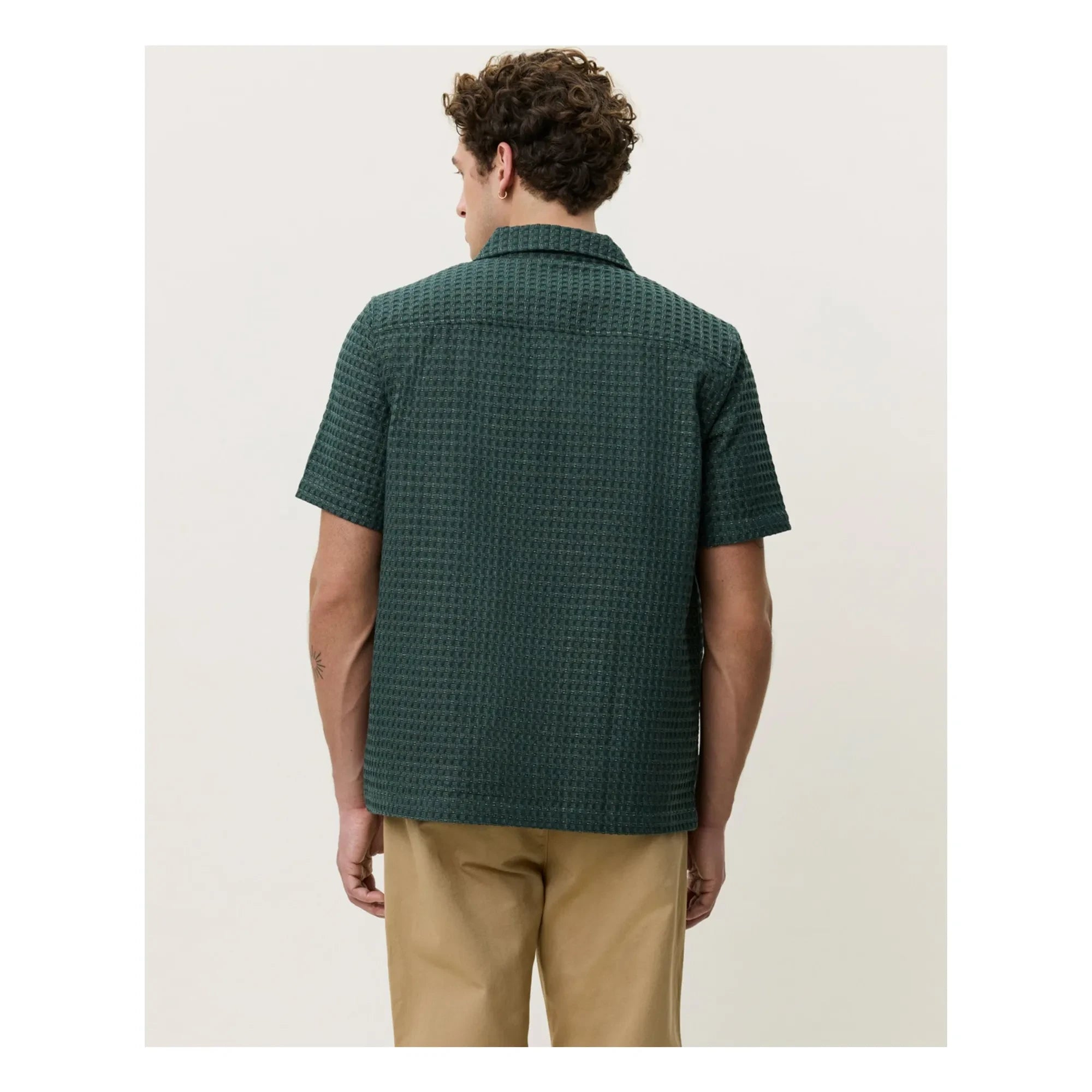 Les Deux - Camisa Chack Seersucker | Verde oscuro