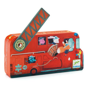 Djeco - Puzzle de Camión de Bomberos - 16 piezas