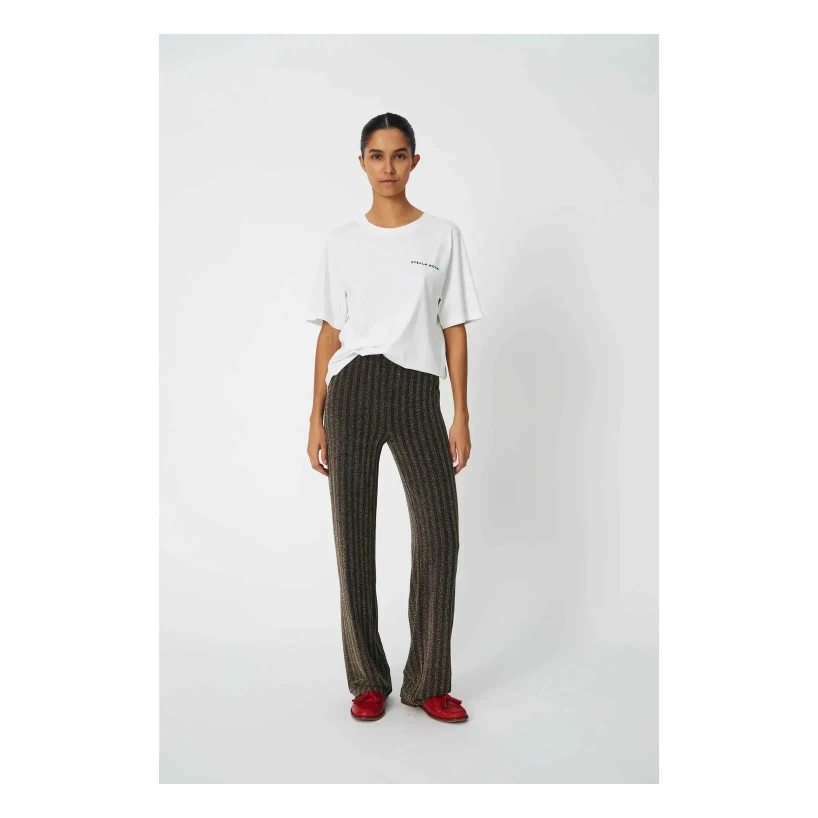 Stella Nova - İridescent Çizgili Pantolon | Gold