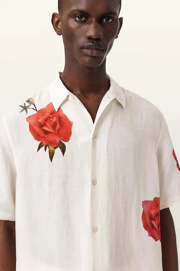 AllSaints Camisa de lino para hombre FLEUR