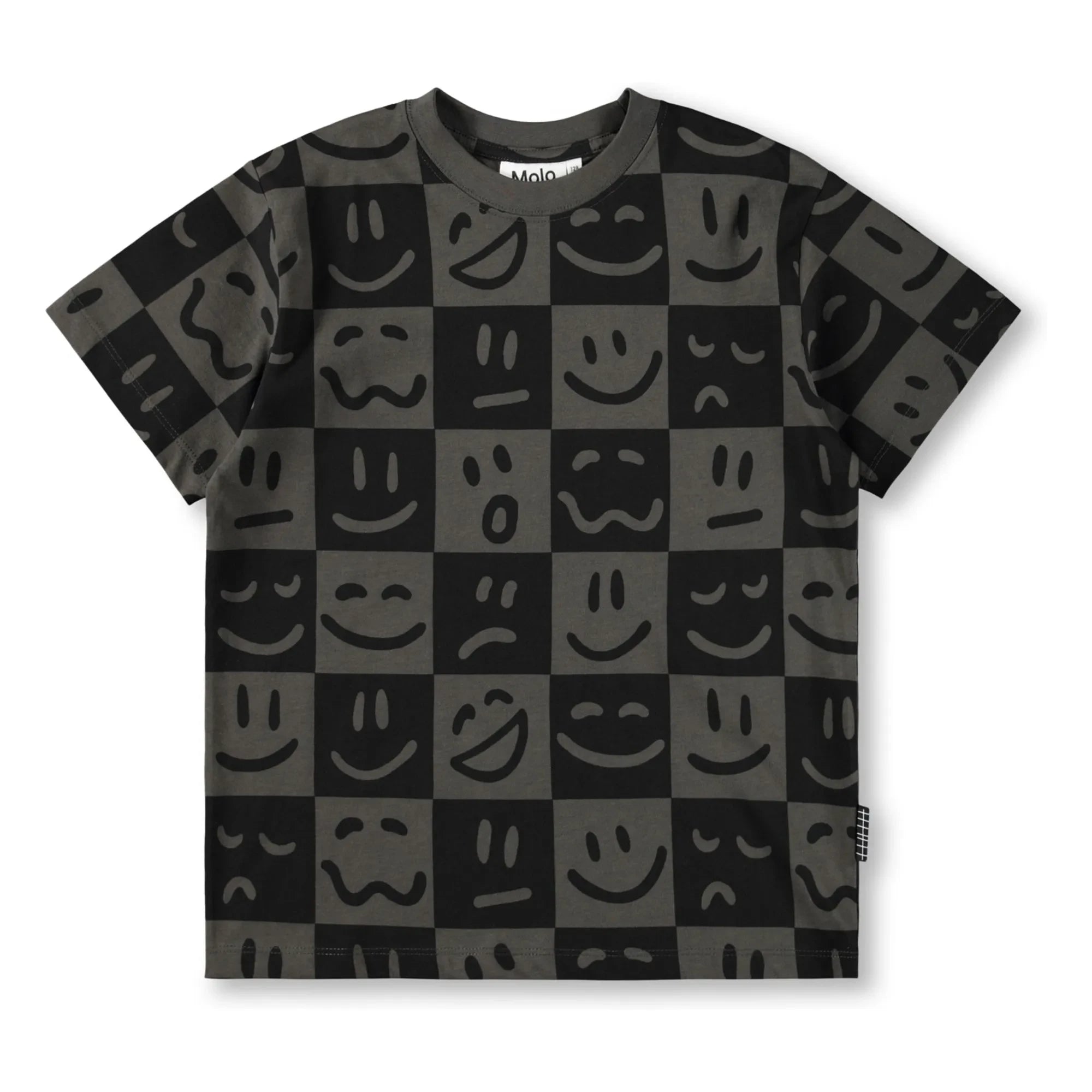 Molo - Camiseta de algodón orgánico Riley Emotion Damier | Negra