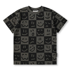 Molo - Camiseta de algodón orgánico Riley Emotion Damier | Negra