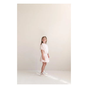 Jenest - Claudine Yaka Molly Camisa Blusa de Algodón Orgánico con Estampado de Puntos | Rosa Claro