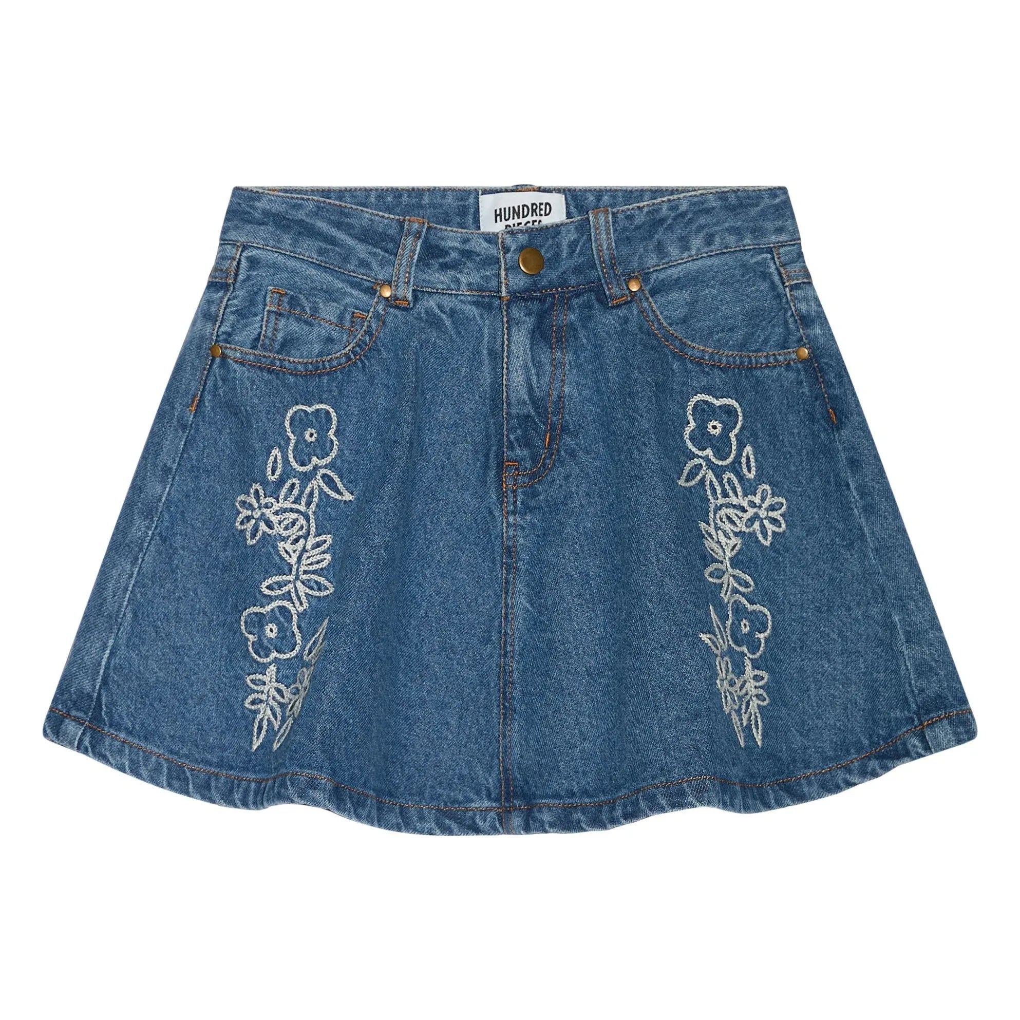 Hundred Pieces - Falda vaquera bordada Janis | Azul vaquero