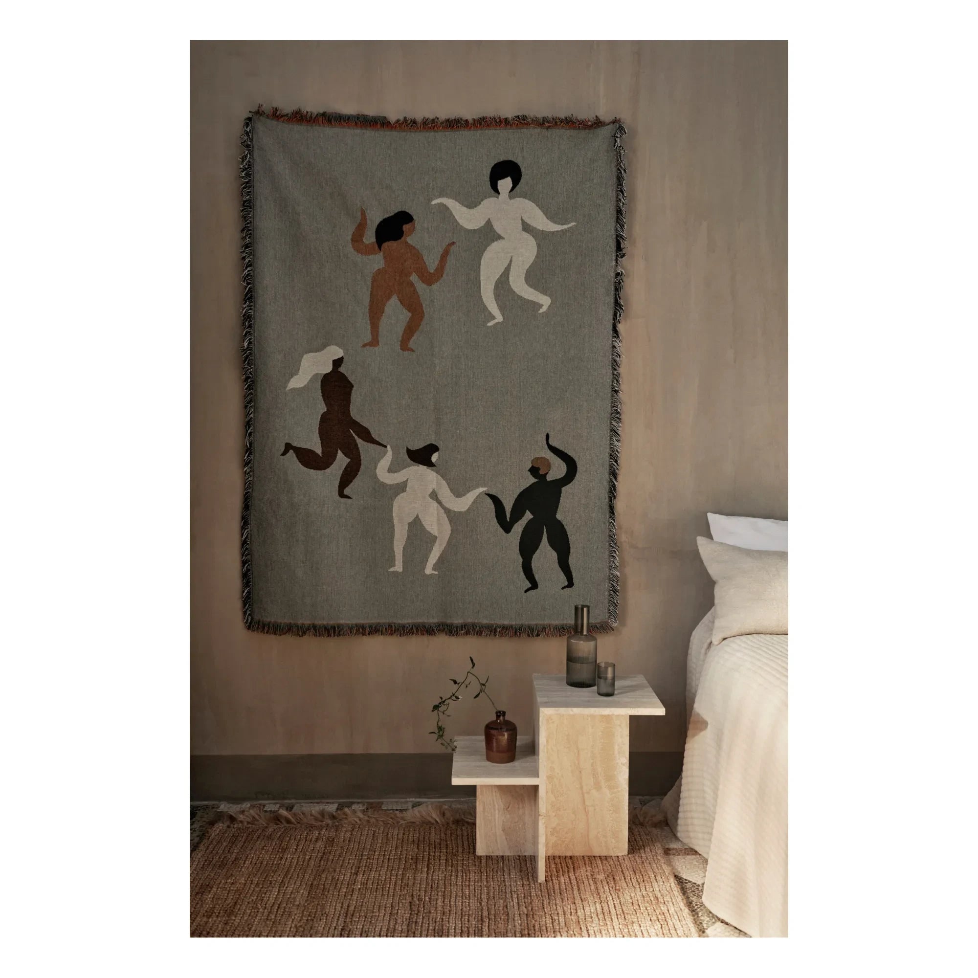 Ferm Living - Mesa auxiliar distintiva de travertino | Beige