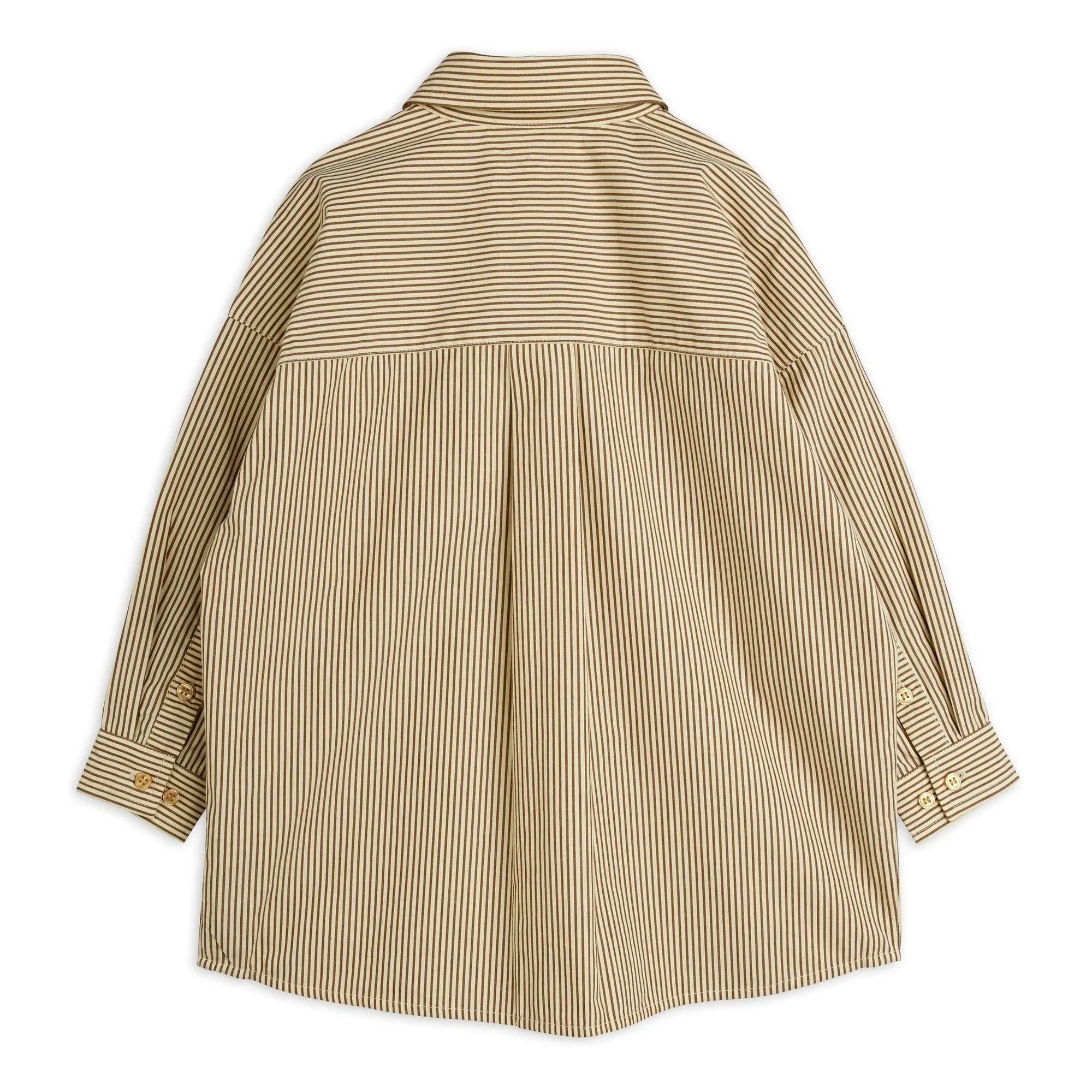 Mini Rodini - Camisa de popelín de algodón orgánico a rayas | Marrón