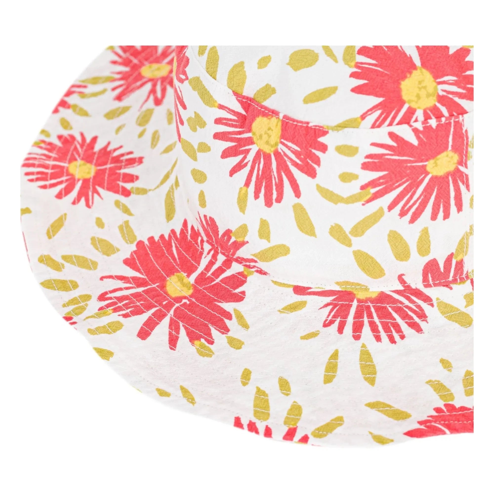 Petit Bateau - Sombrero de ala ancha de algodón orgánico con estampado floral | Crudo